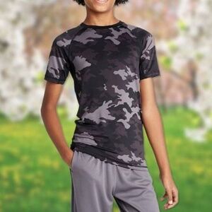 All in Motion Kids Camo Short Sleeve Tee - Black and Gray